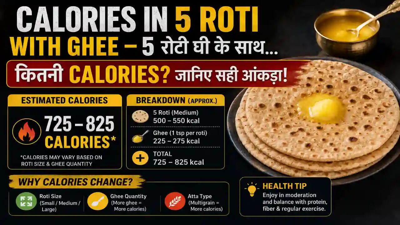 Calories In 5 Roti With Ghee – 5 रोटी घी के साथ… कितनी Calories? जानिए सही आंकड़ा!