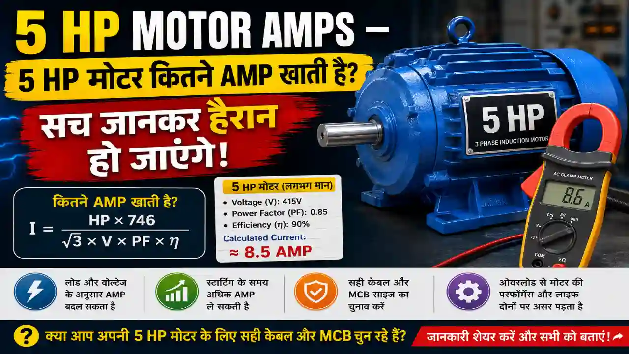 5 Hp Motor Amps – 5 HP मोटर कितने Amp खाती है? सच जानकर हैरान हो जाएंगे!
