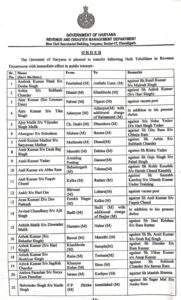 Haryana Tehsildar Transfer List 2025 Revenue Department