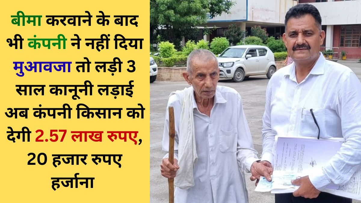 Jind Insurance Company will give compensation of Rs 2.57 lakh to the farmer in legal battle.