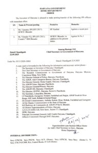 Haryana IPS Transfer Upasana Virendra Vij