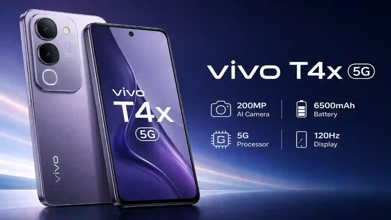 Vivo T4x 5G smartphone : 200 मेगा पिक्सल कैमरा, 6500 MAH की बैटरी के साथ लाँच हो रहा वीवो का 5G स्मार्ट फोन, बजट में भी सस्ता, देखें सारे फीचर