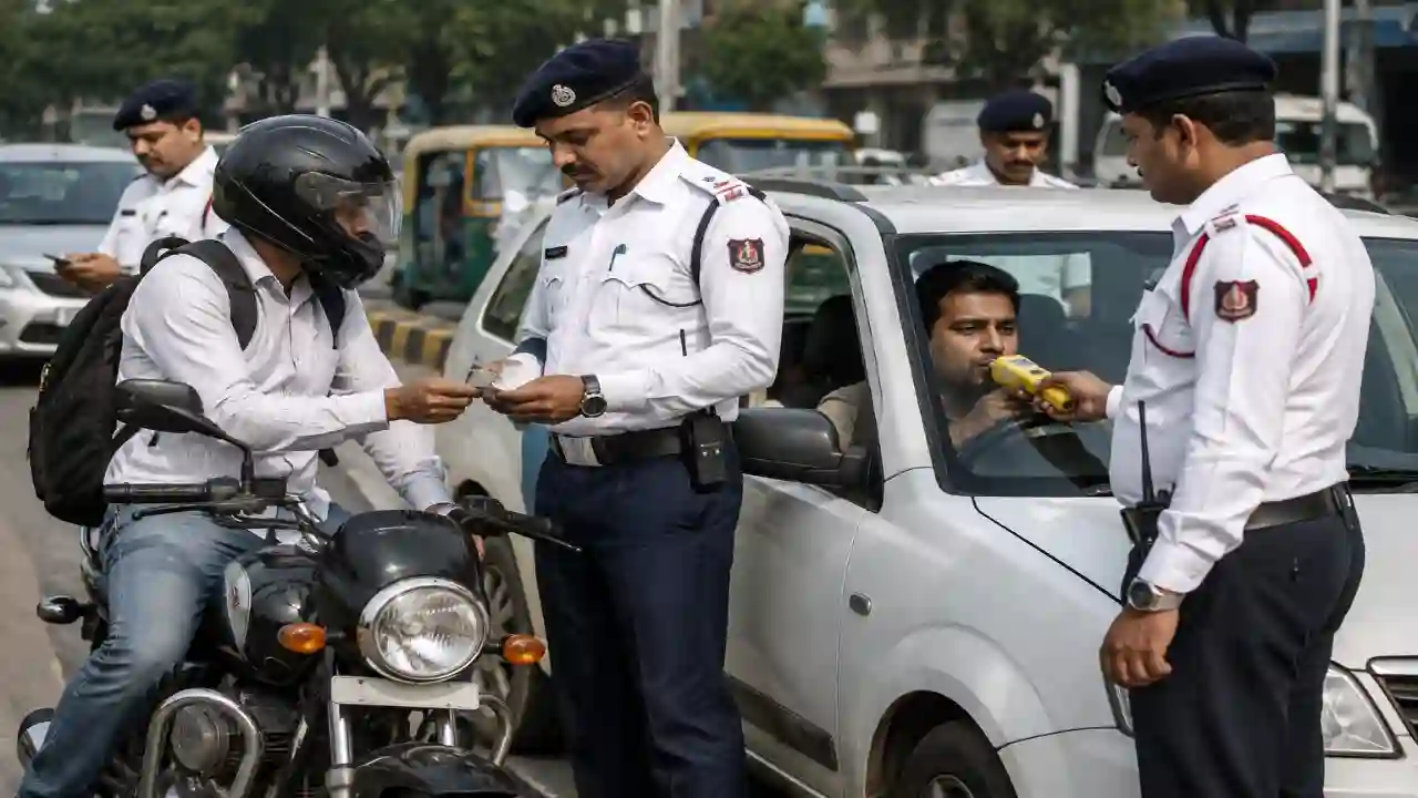 Jind Traffic Police : गलत लेन, प्रेशर हार्न, बुलेट पटाखा और नशे में वाहन चलाने वालों पर कार्रवाई, 876 लोगों के चालान काटे