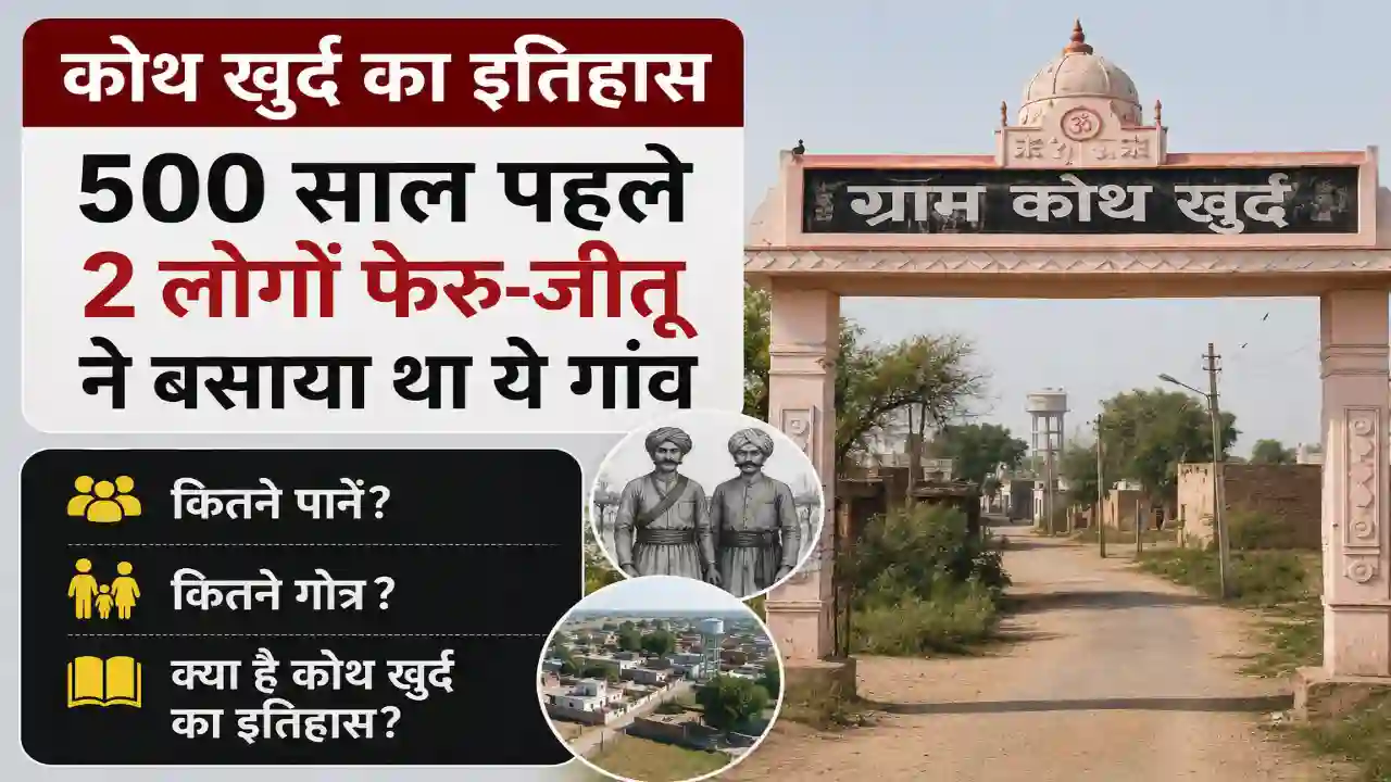 Koth Khurd History : 500 साल पहले 2 लोगों फेरू-जीतू ने बसाया था ये गांव, कितने पानें, कितने गोत्र और क्या है कोथ खुर्द का इतिहास