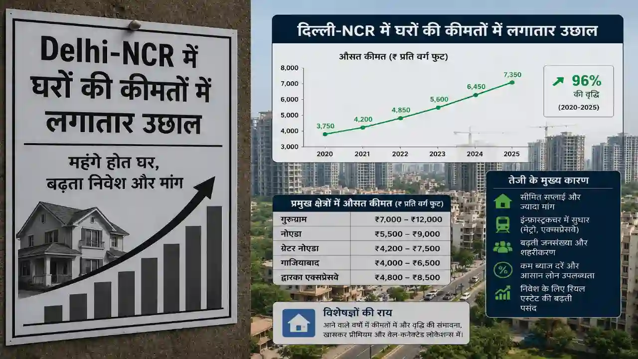Delhi-NCR में घरों की कीमतों में लगातार उछाल