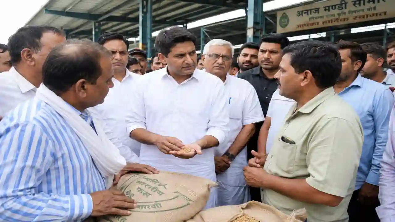 Congress MP Deepender Singh Hooda का अनाज मंडी दौरा