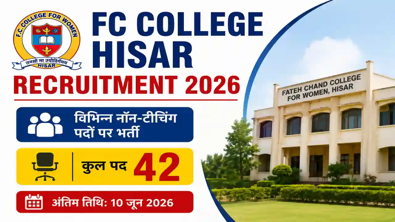 FC College Hisar Recruitment 2026 : हरियाणा