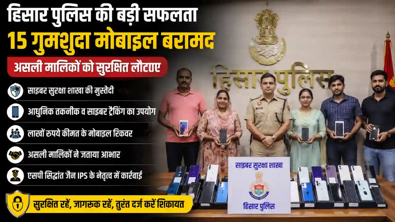 Hisar Police की बड़ी सफलता: 15 गुमशुदा मोबाइल लौटाए