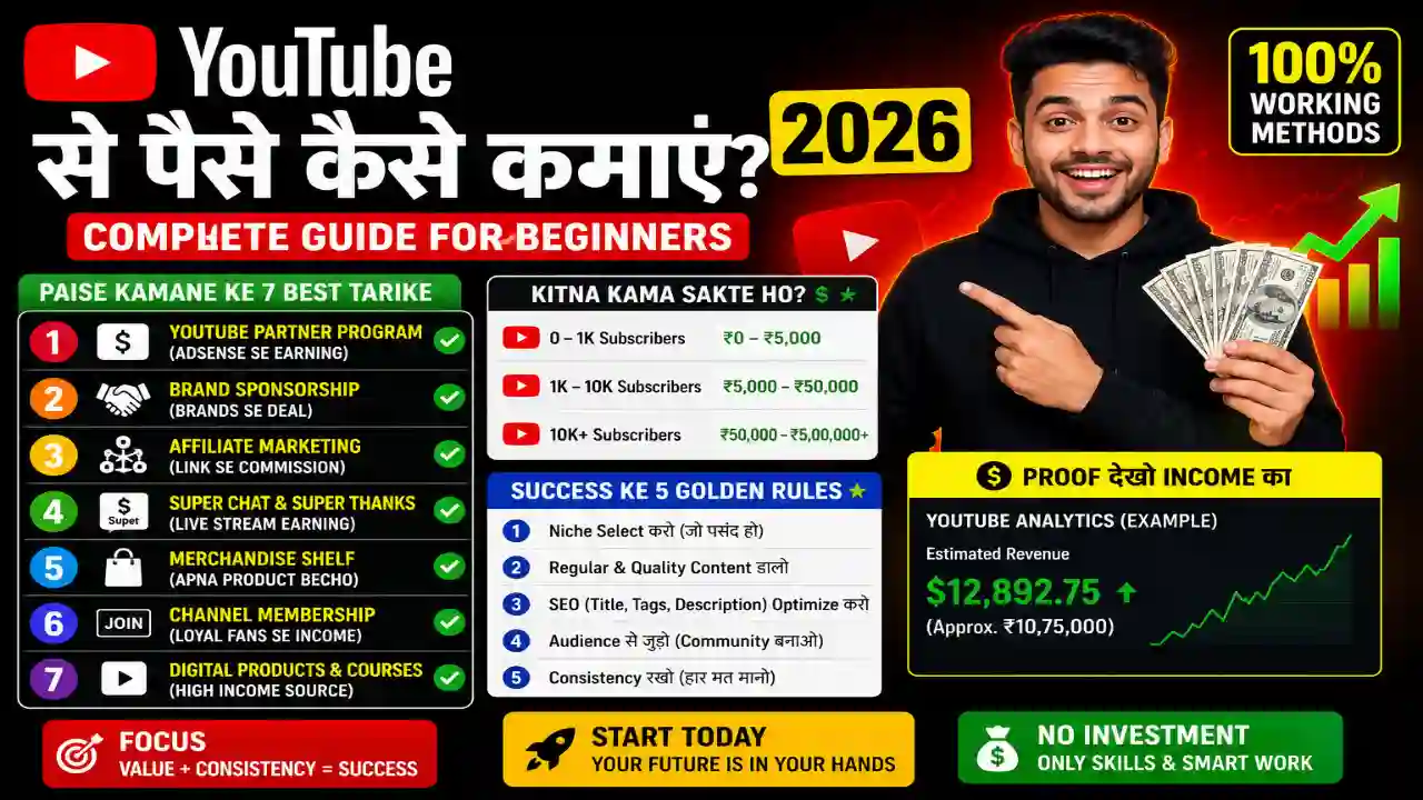 YouTube से पैसे कैसे कमाएं 2026