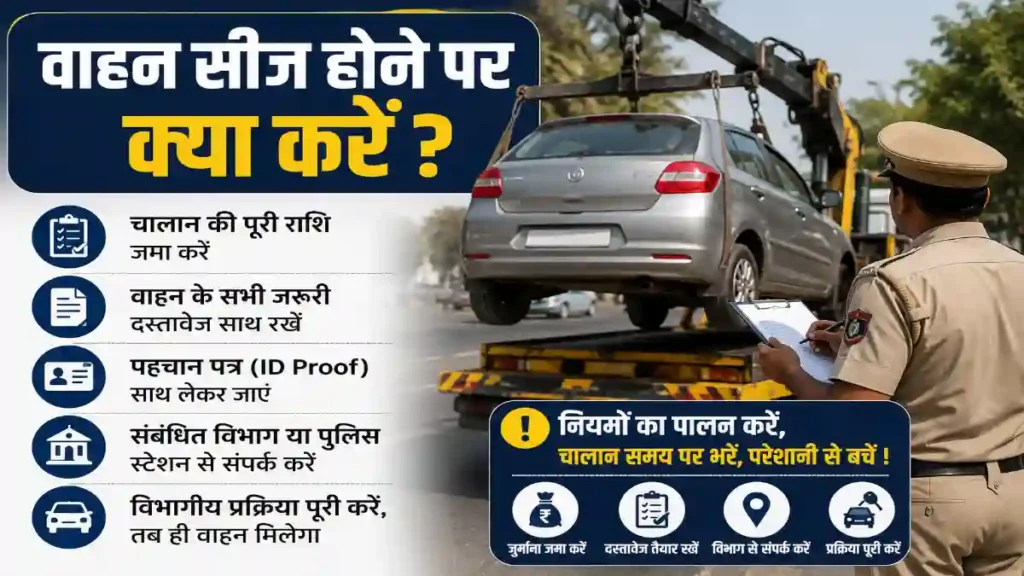 वाहन सीज होने पर क्या करें ?