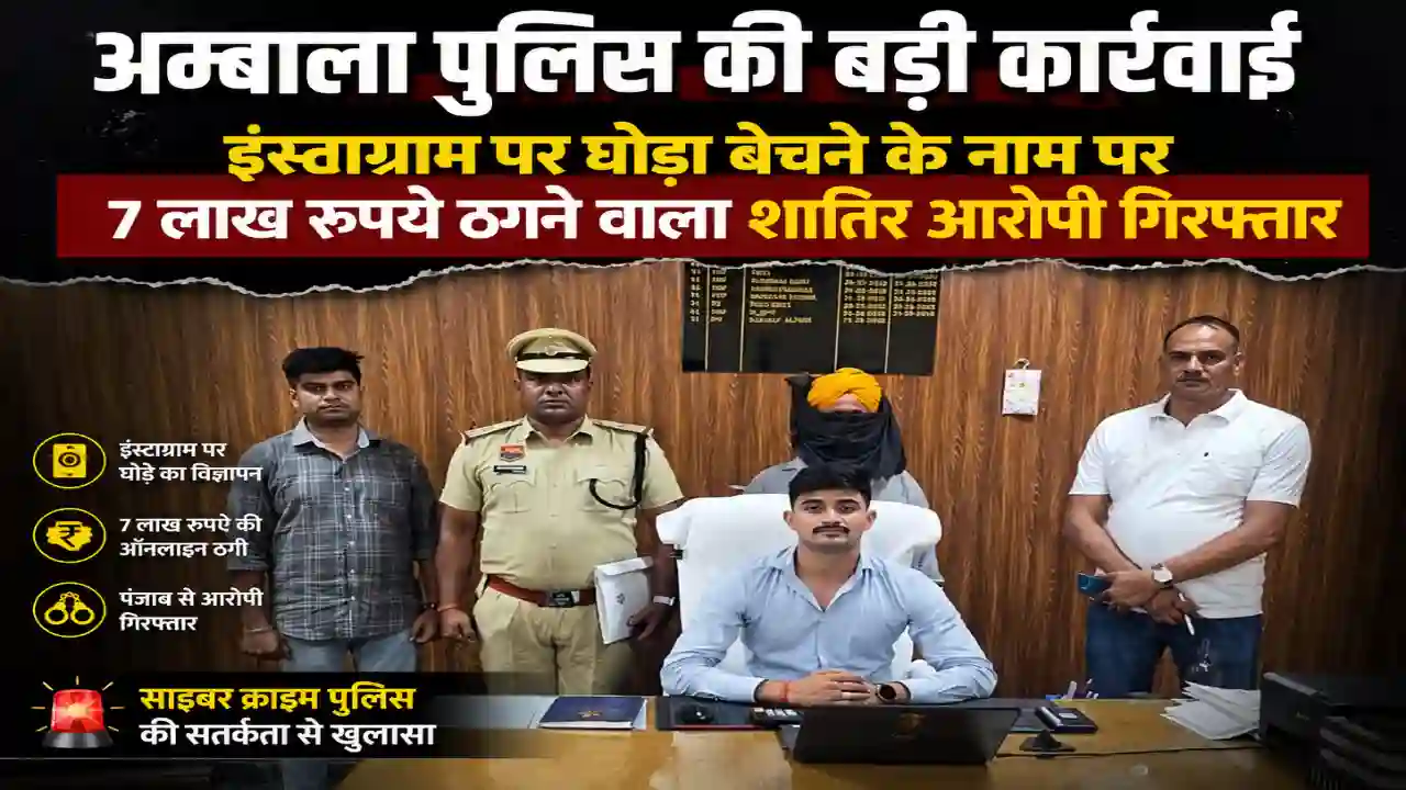 इंस्टाग्राम पर घोड़ा बेचने का झांसा, 7 लाख की ठगी का आरोपी गिरफ्तार : Ambala Cyber ​​Crime