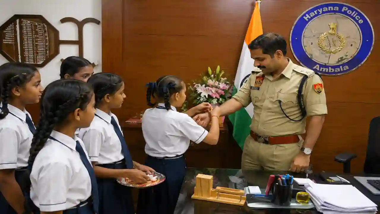 Raksha Bandhan पर बच्चों ने Ambala SP को बांधी राखी, लिया सुरक्षा का संकल्प