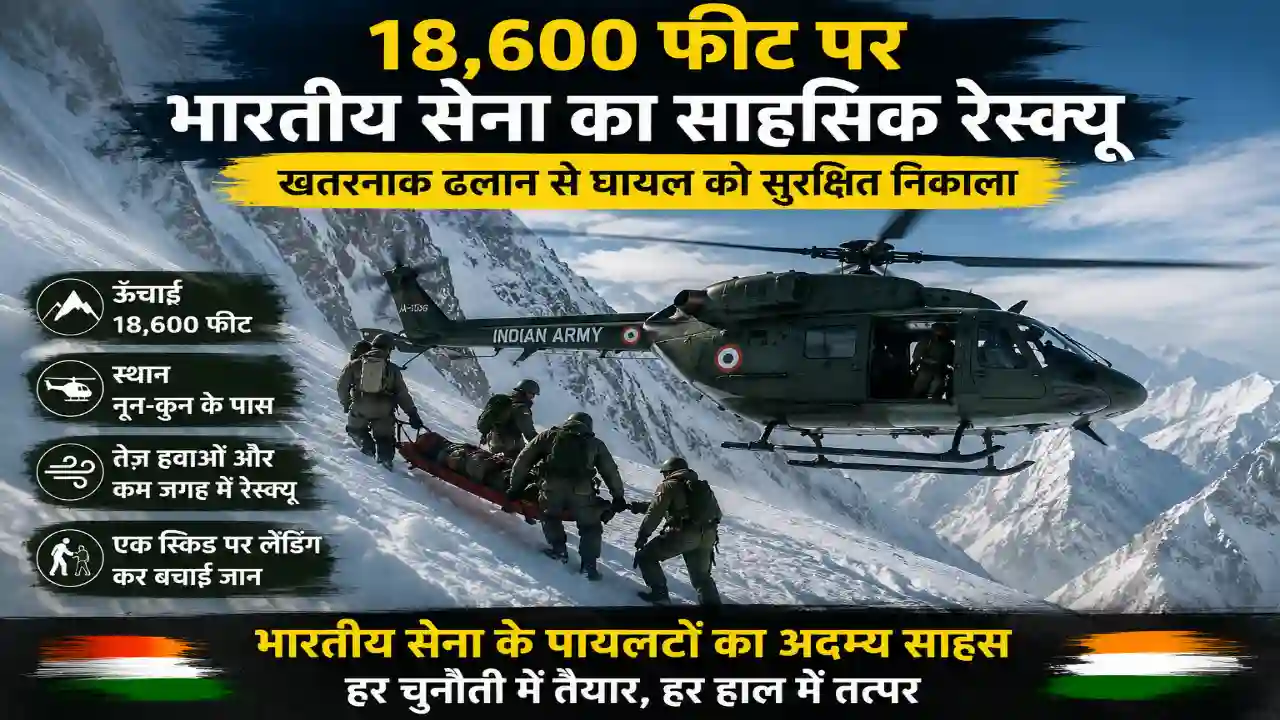 Home Page 18,600 फीट की ऊंचाई पर Indian Army Aviation का साहसिक रेस्क्यू, खतरनाक ढलान से घायल को निकाला
